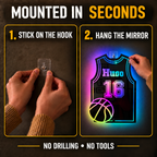 Mounted in seconds with the adhesive hook, no drilling