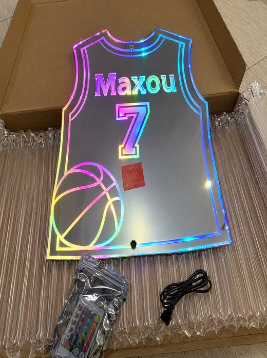 Personalized LED basketball jersey mirror
