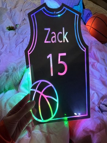 Personalized LED basketball jersey mirror